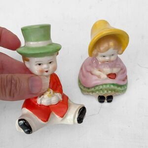 VTG MCM Ceramic Boy & Girl Salt/Pepper Shakers Japan Mid Century Cottage